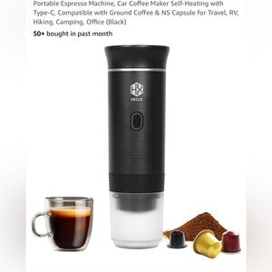 Portable Espresso Machine, Car Coffee Maker Self-Heating with Type-C, Compatible